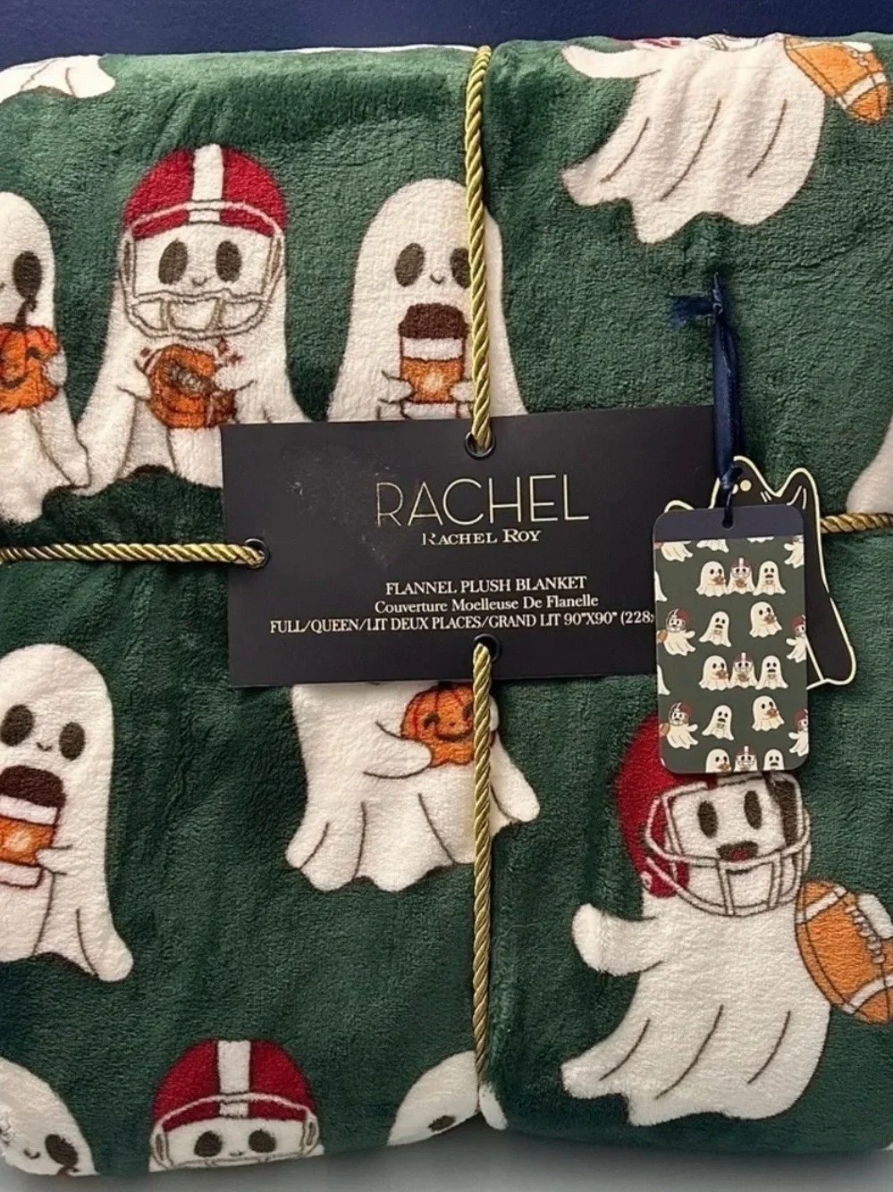 Rachel Roy Green Ghost Football Blanket